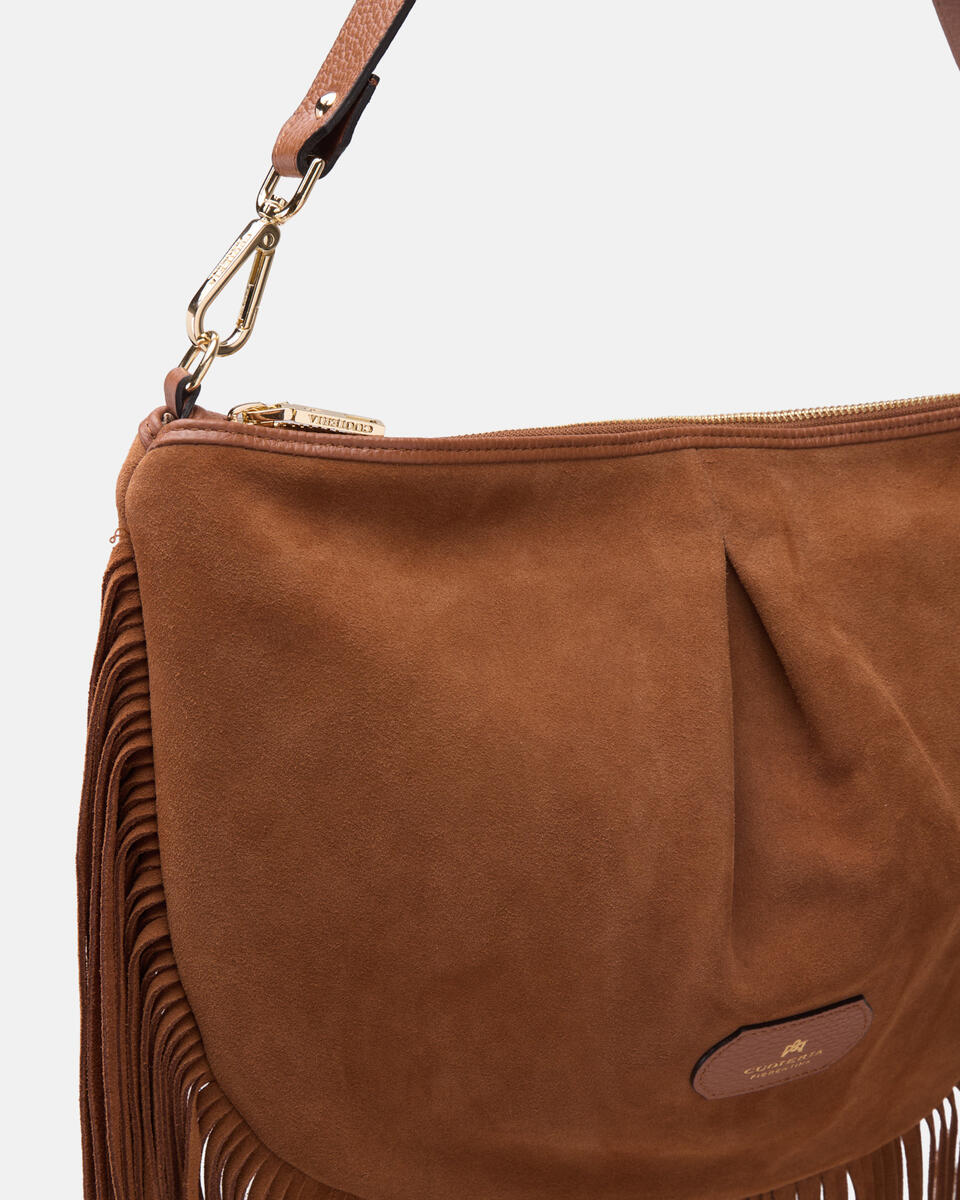 POUCH WITH FRINGES Caramel  - Shoulder Bags - Women's Bags - Bags - Cuoieria Fiorentina