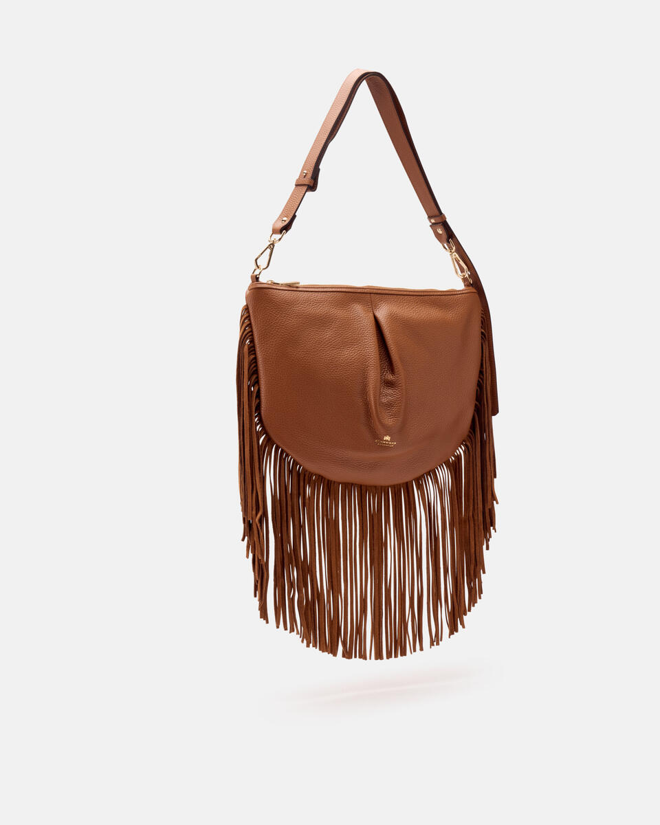 POUCH WITH FRINGES Caramel  - Shoulder Bags - Women's Bags - Bags - Cuoieria Fiorentina