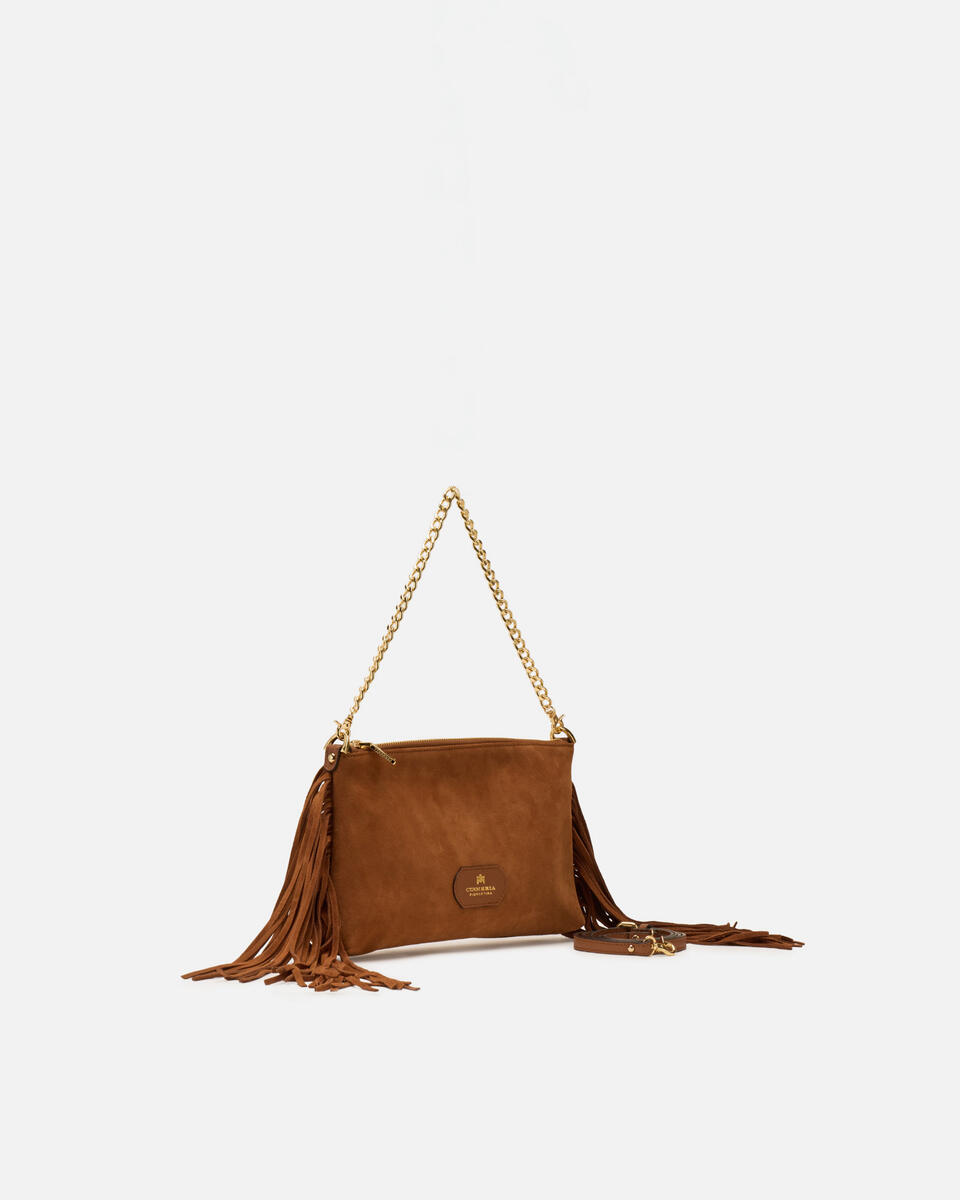 Pouch con frange Caramel  - Pochette - Borse Donna - Borse - Cuoieria Fiorentina