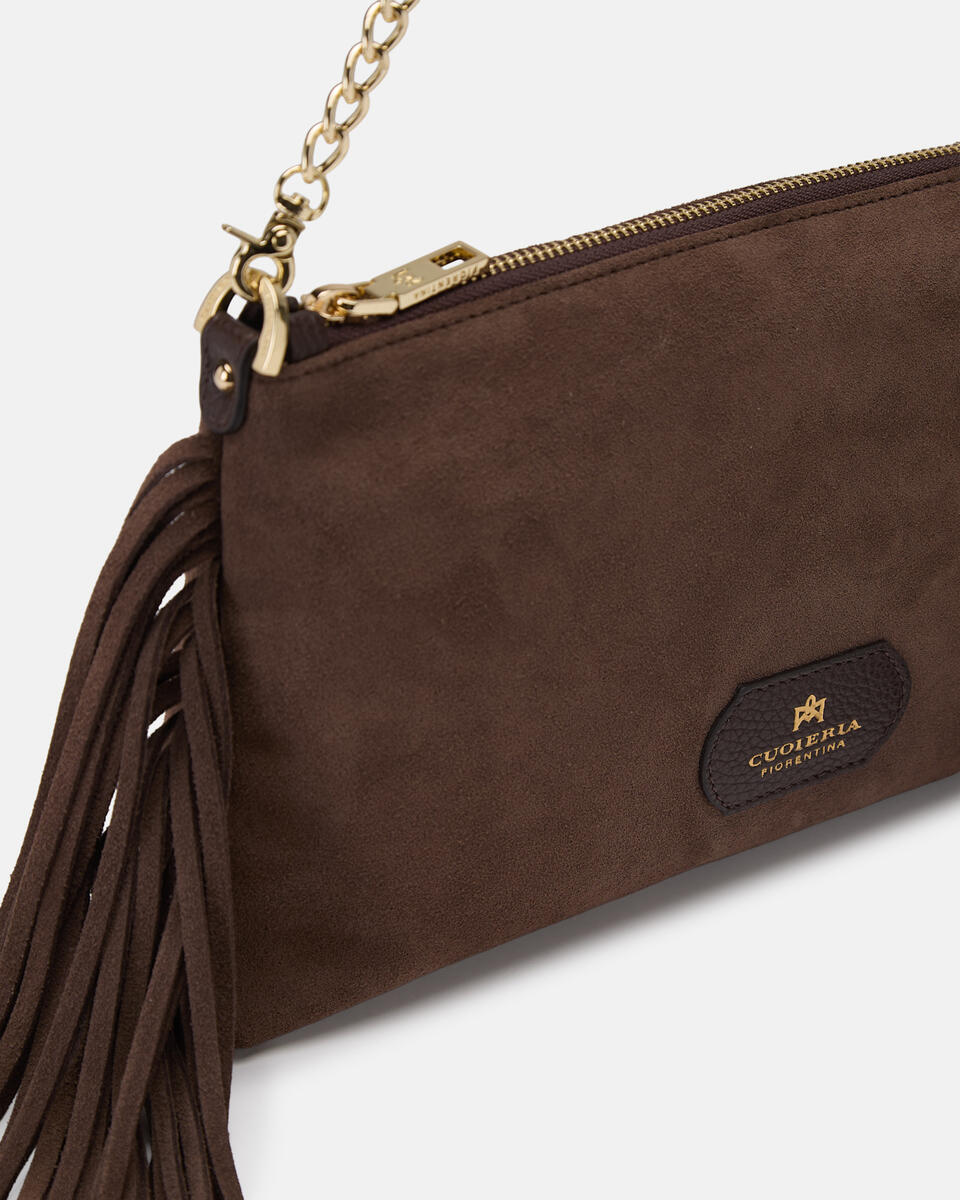 Pouch con frange Cioccolato  - Pochette - Borse Donna - Borse - Cuoieria Fiorentina