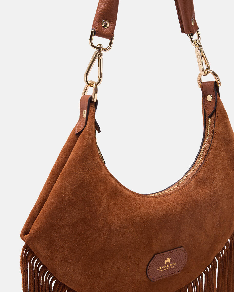 Sienna small hobo con frange Caramel  - Borse A Spalla - Borse Donna - Borse - Cuoieria Fiorentina