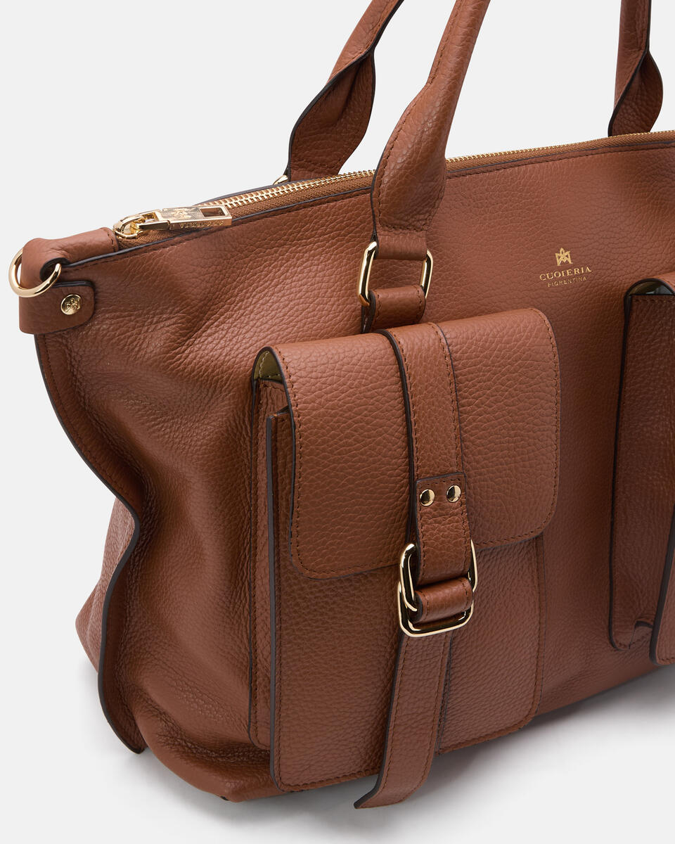 Blow Pocket Large Tote Bag Caramel  - Tote Bag - Borse Donna - Borse - Cuoieria Fiorentina