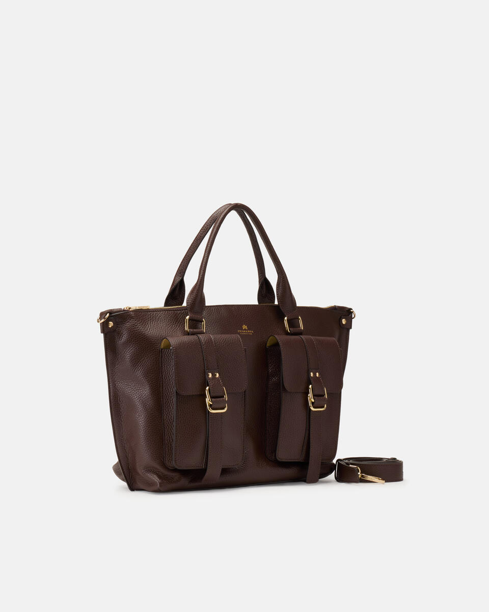 Blow Pocket Large Tote Bag Cioccolato  - Tote Bag - Borse Donna - Borse - Cuoieria Fiorentina