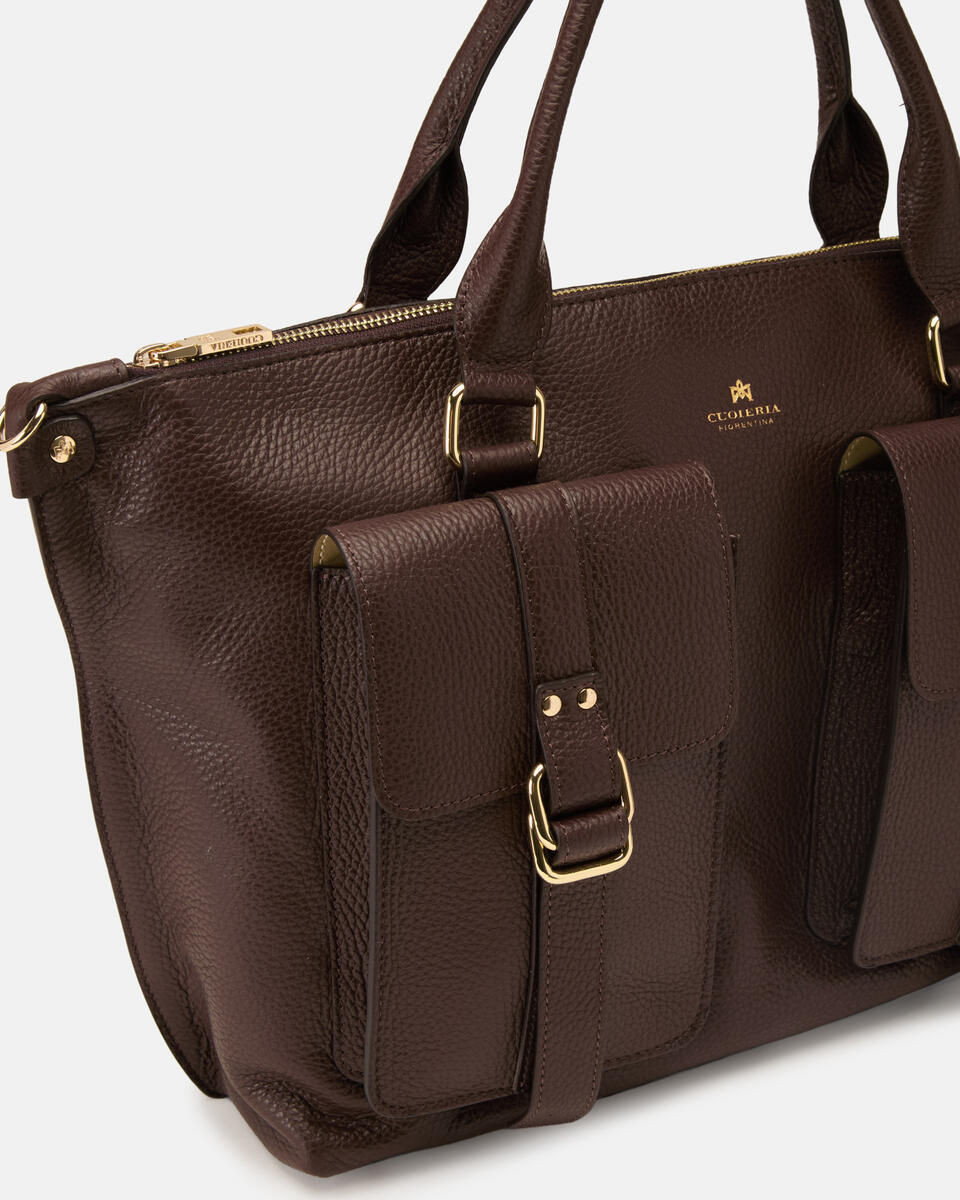 Blow Pocket Large Tote Bag Cioccolato  - Tote Bag - Borse Donna - Borse - Cuoieria Fiorentina