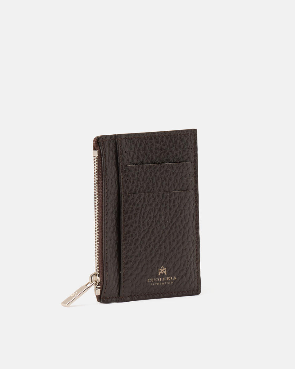 Portatessere con zip Testa di moro  - Portafogli Donna - Portafogli Uomo - Portafogli - Cuoieria Fiorentina