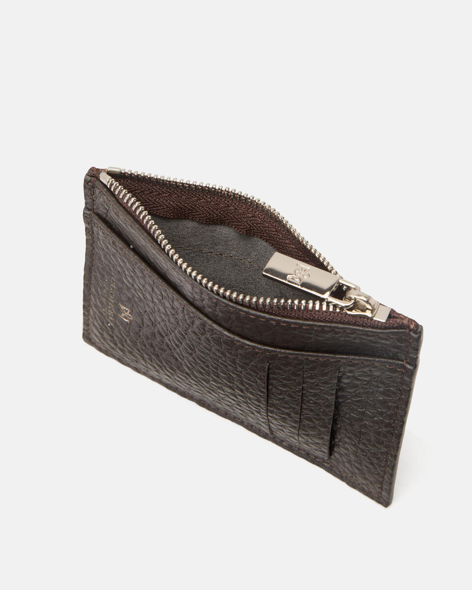 Portatessere con zip Testa di moro  - Portafogli Donna - Portafogli Uomo - Portafogli - Cuoieria Fiorentina
