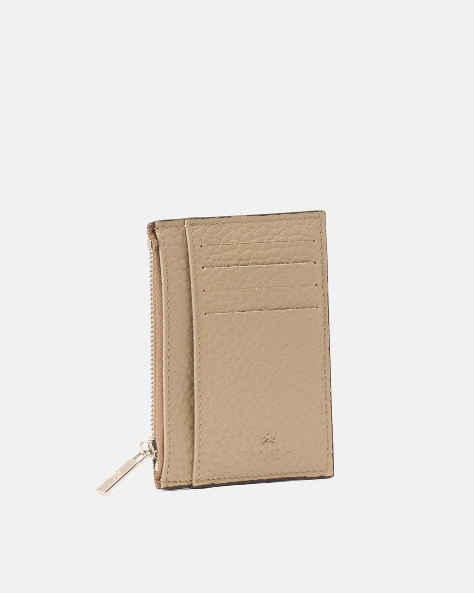 Portatessere con zip Taupe  - Portafogli Donna - Portafogli Uomo - Portafogli - Cuoieria Fiorentina