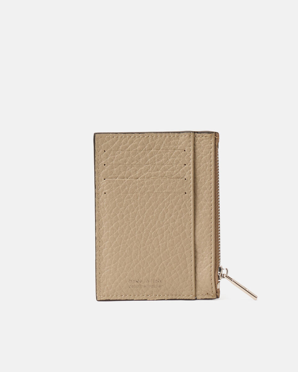 Portatessere con zip Taupe  - Portafogli Donna - Portafogli Uomo - Portafogli - Cuoieria Fiorentina