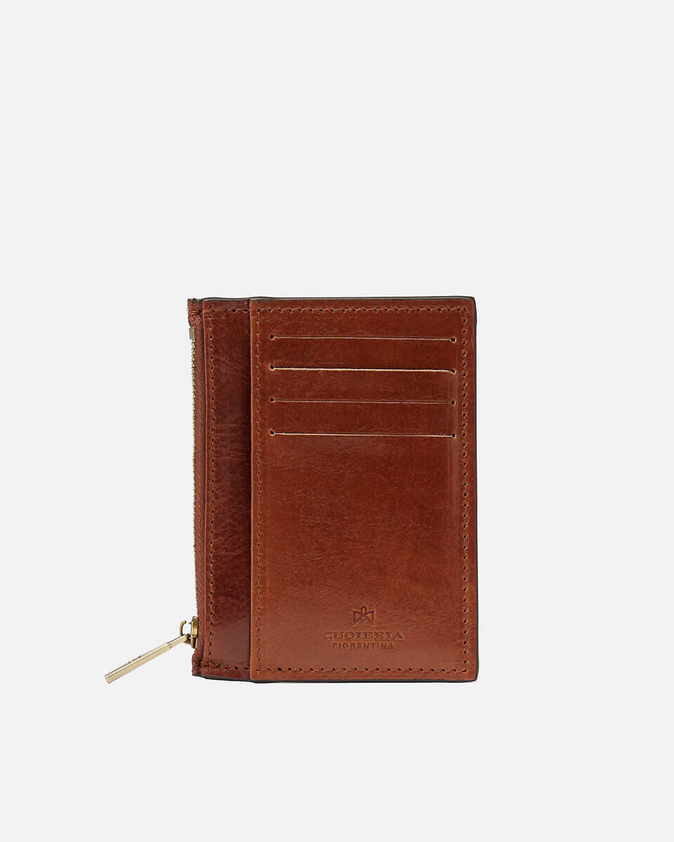 Card holder with zip Brown  - Women's Wallets - Women's Wallets - Wallets - Cuoieria Fiorentina