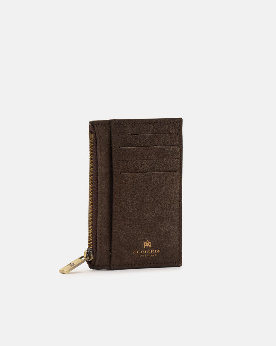 Card holder with zip Chocolate  - Women's Wallets - Women's Wallets - Wallets - Cuoieria Fiorentina