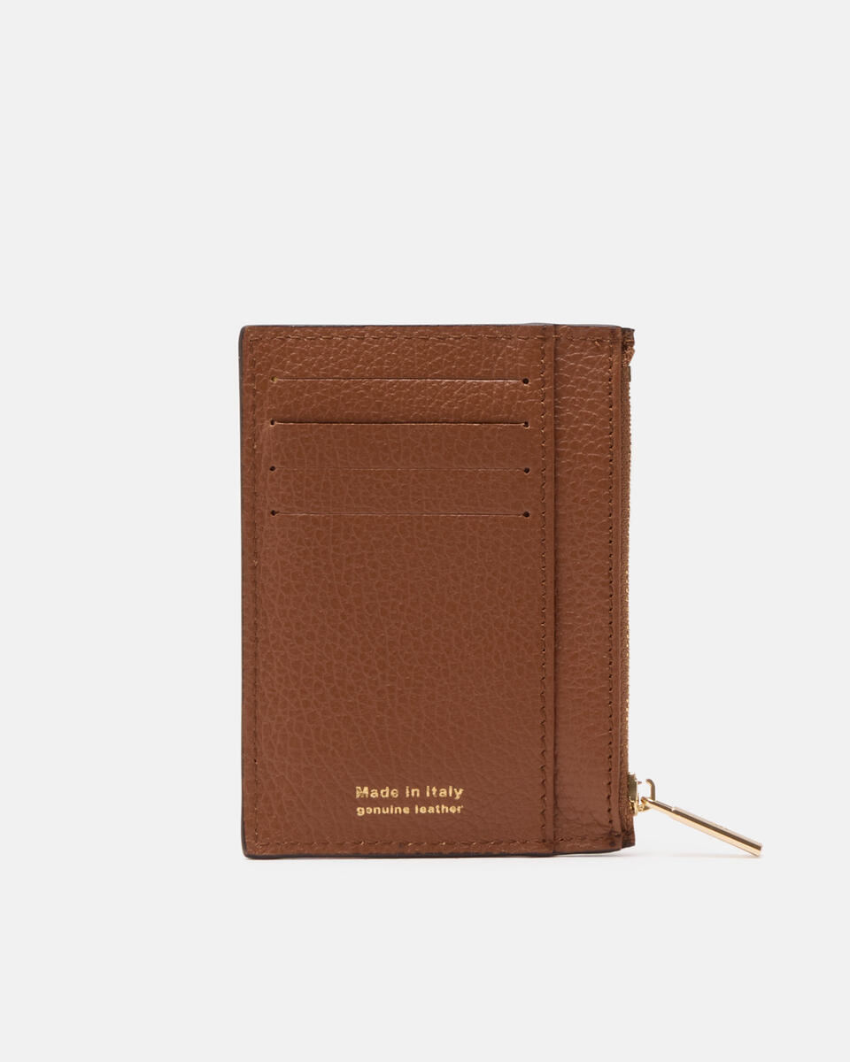 Card holder with zip Caramel  - Women's Wallets - Women's Wallets - Wallets - Cuoieria Fiorentina