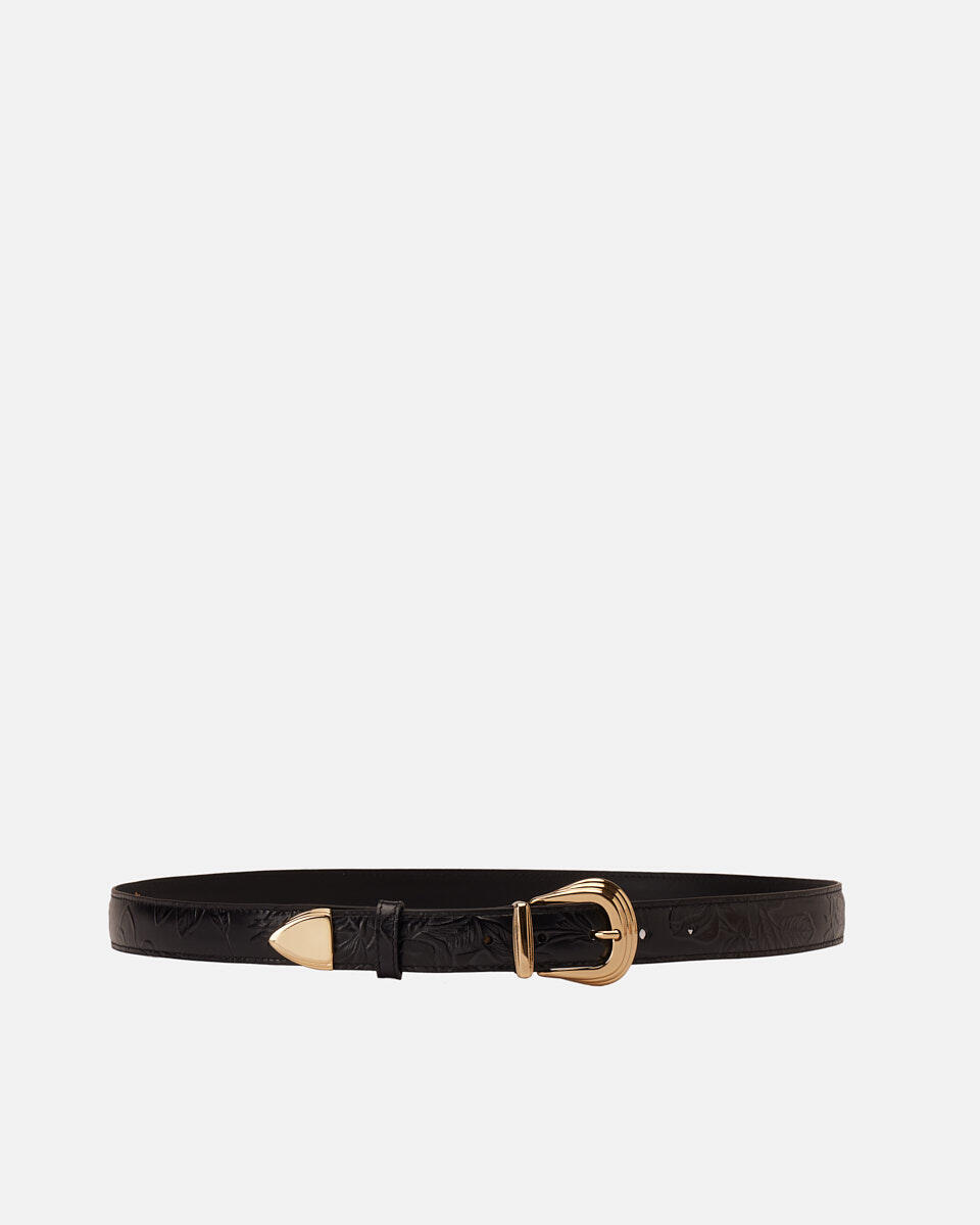 Mimì belt 30 mm metal tip Nero  - Cinture Donna - Cinture - Cuoieria Fiorentina