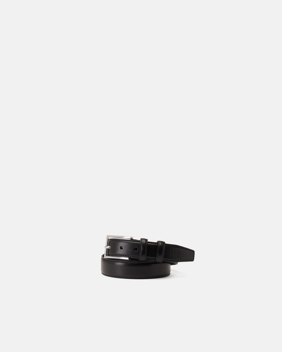 Cintura Elegante in Pelle 3cm Nero  - Cinture Uomo - Cinture - Cuoieria Fiorentina