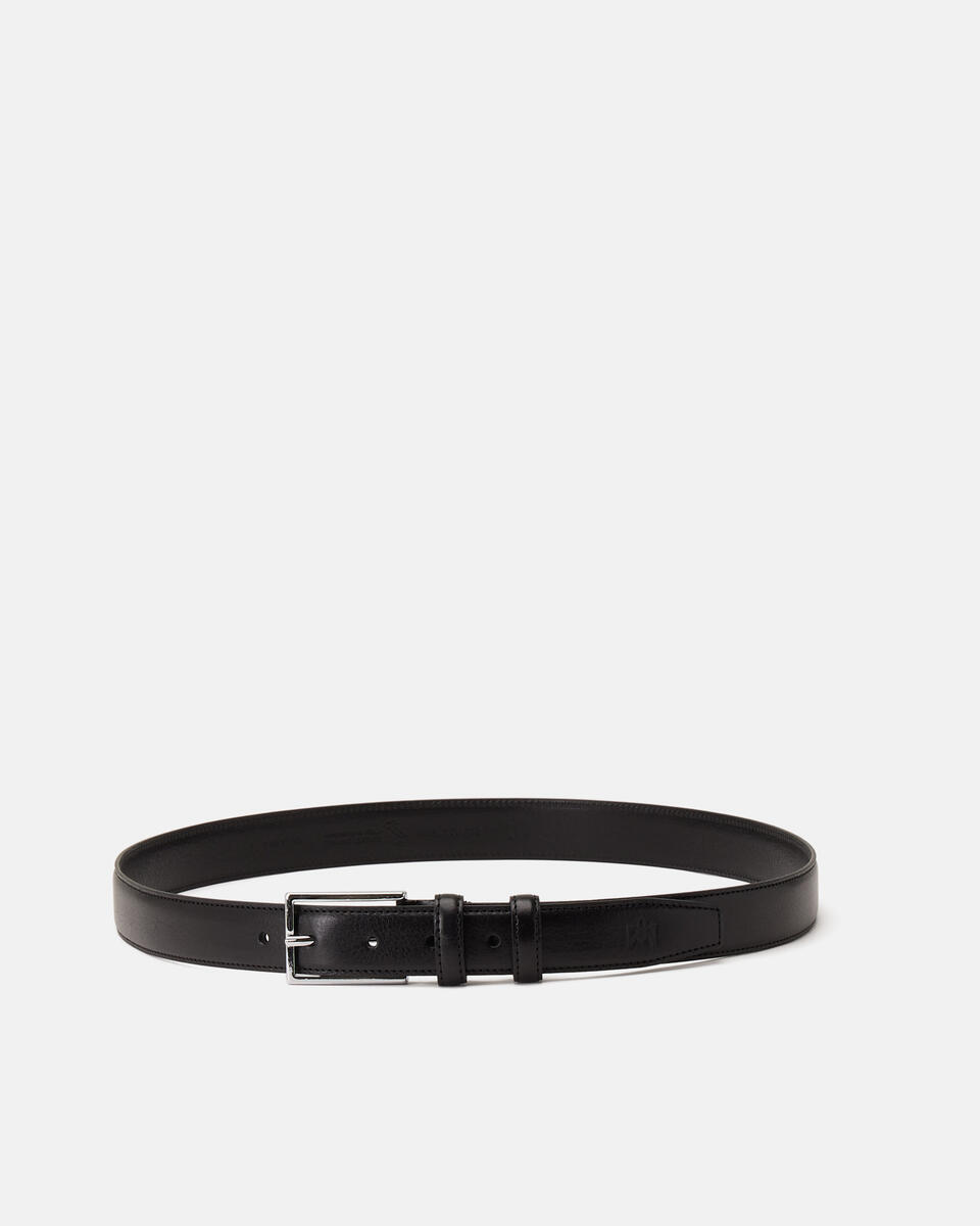 Cintura Elegante in Pelle 3cm Nero  - Cinture Uomo - Cinture - Cuoieria Fiorentina
