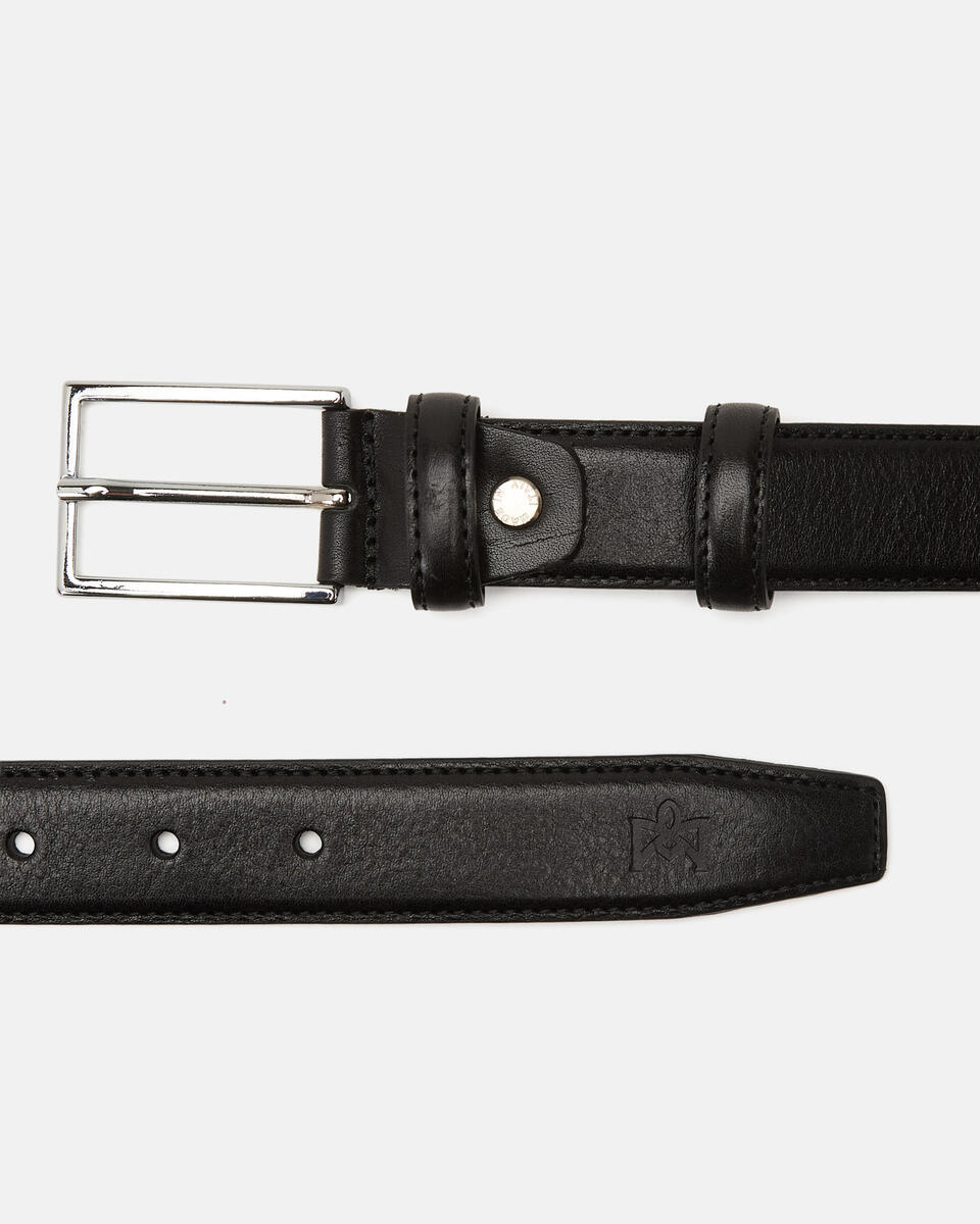 Cintura Elegante in Pelle 3cm Nero  - Cinture Uomo - Cinture - Cuoieria Fiorentina