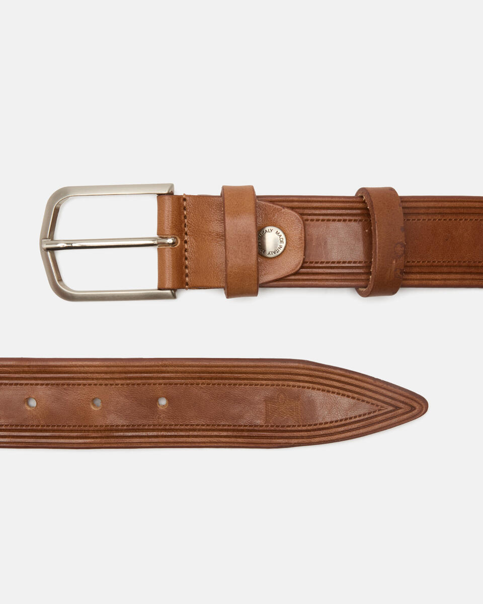 BELT WITH PATTERN Caramel  - Men Belts - Belts - Cuoieria Fiorentina