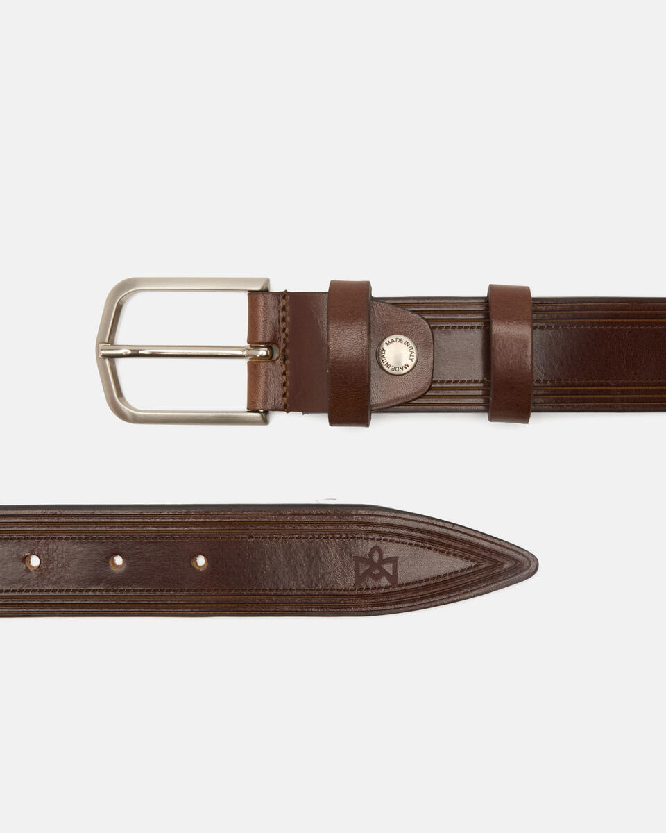 BELT WITH PATTERN Dark brown  - Men Belts - Belts - Cuoieria Fiorentina