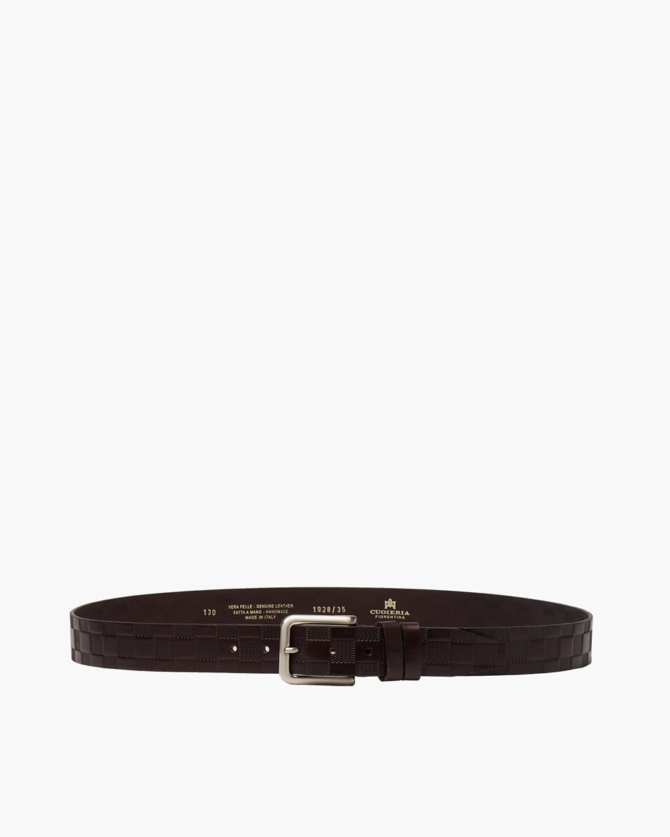 Pattern Belt Dark brown  - Men Belts - Belts - Cuoieria Fiorentina