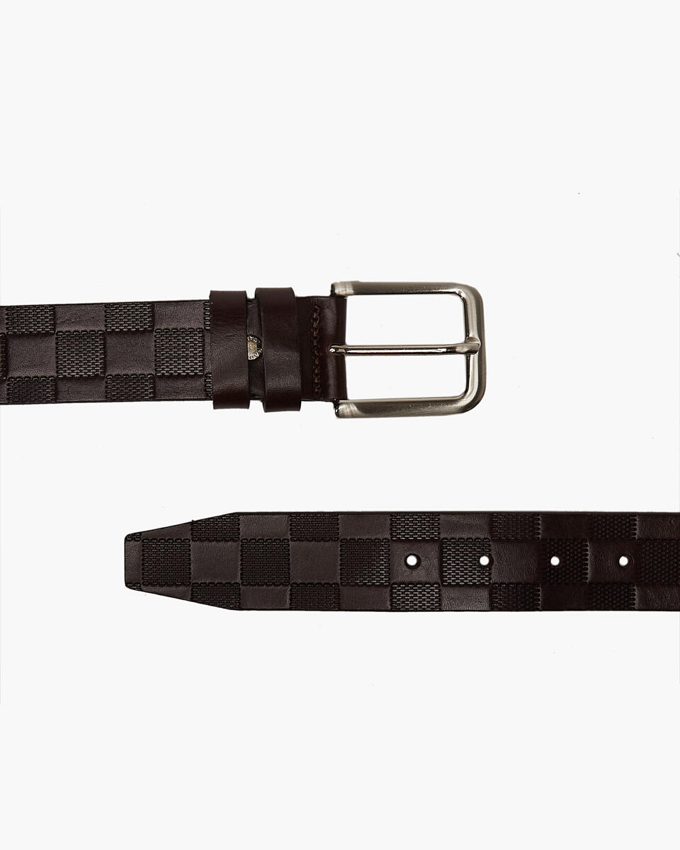 Pattern Belt Dark brown  - Men Belts - Belts - Cuoieria Fiorentina