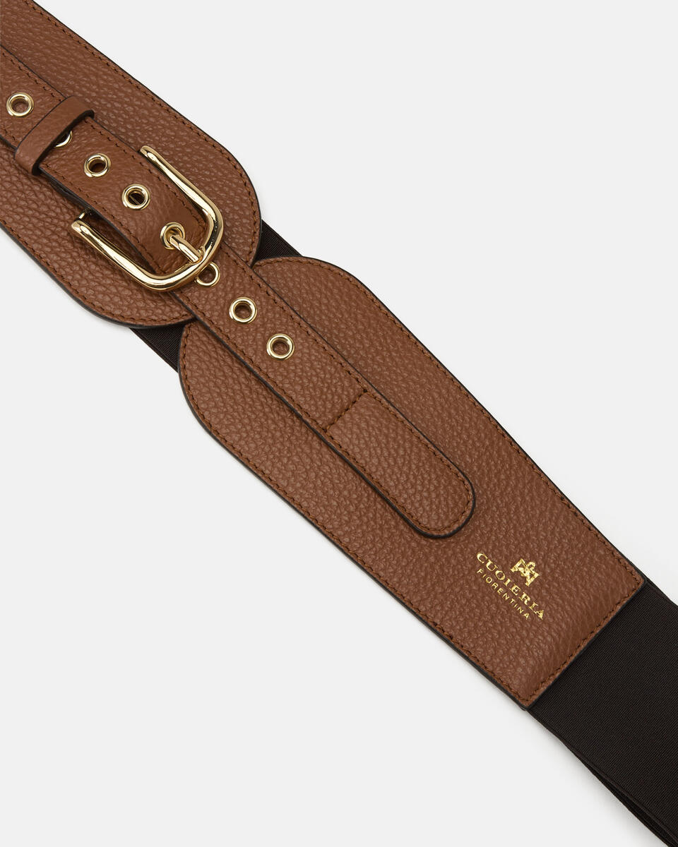 ELASTICATED WAISTBAND Caramel  - Women's Belts - Belts - Cuoieria Fiorentina