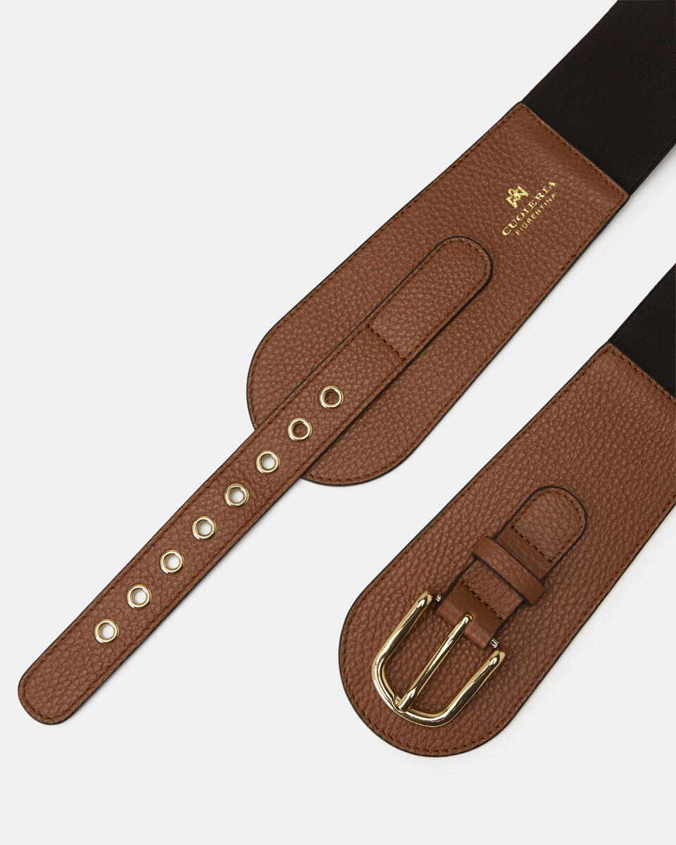 ELASTICATED WAISTBAND Caramel  - Women's Belts - Belts - Cuoieria Fiorentina