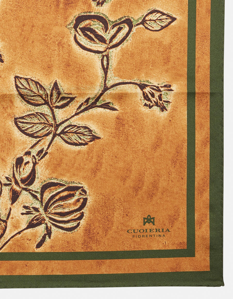 Foulard Twill 100% di pura seta stampata 90x90cm Beigeverde  - Foulards - Accessori Donna - Accessori - Cuoieria Fiorentina