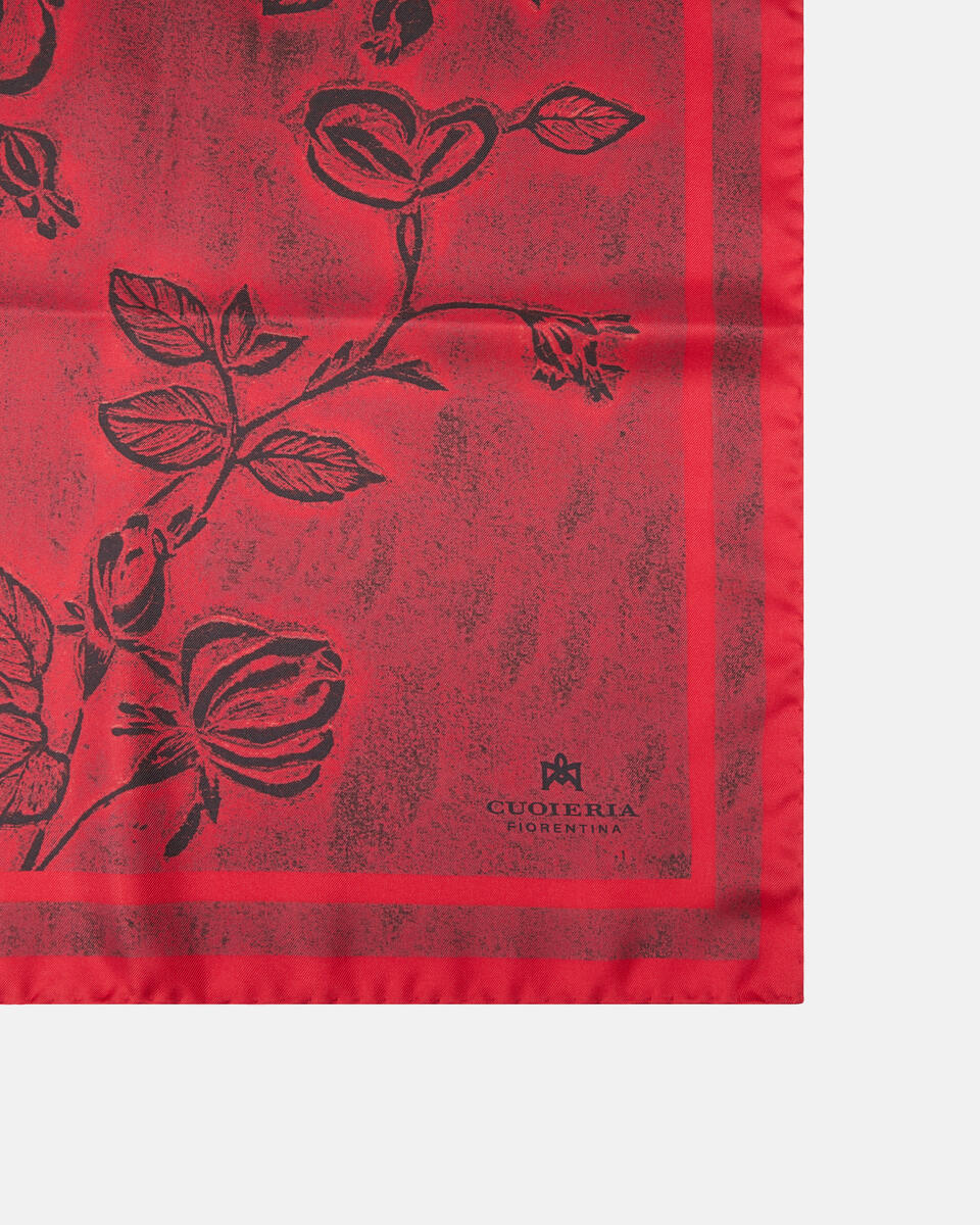 Foulard Twill 100% di pura seta stampata 90x90cm Rossonero  - Foulards - Accessori Donna - Accessori - Cuoieria Fiorentina