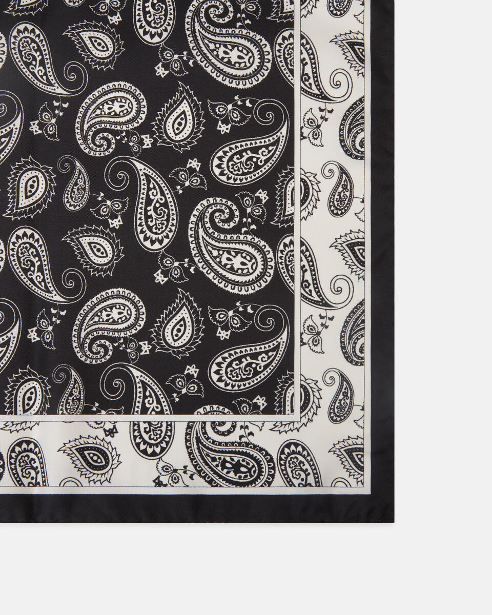 Foulard Twill 100% di pura seta stampata 90x90cm Nero  - Foulards - Accessori Donna - Accessori - Cuoieria Fiorentina