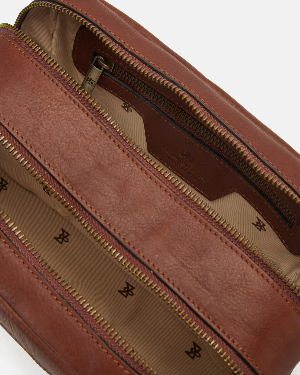 Necessaire in Cuoio Marrone  - Beauty - Accessori Uomo - Accessori - Cuoieria Fiorentina