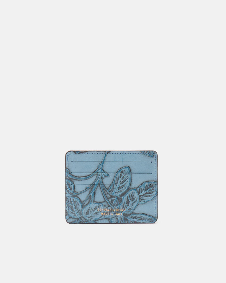Mimi porta carte di credito con tasca porta banconote Celeste  - Portafogli Donna - Portafogli Donna - Portafogli - Cuoieria Fiorentina