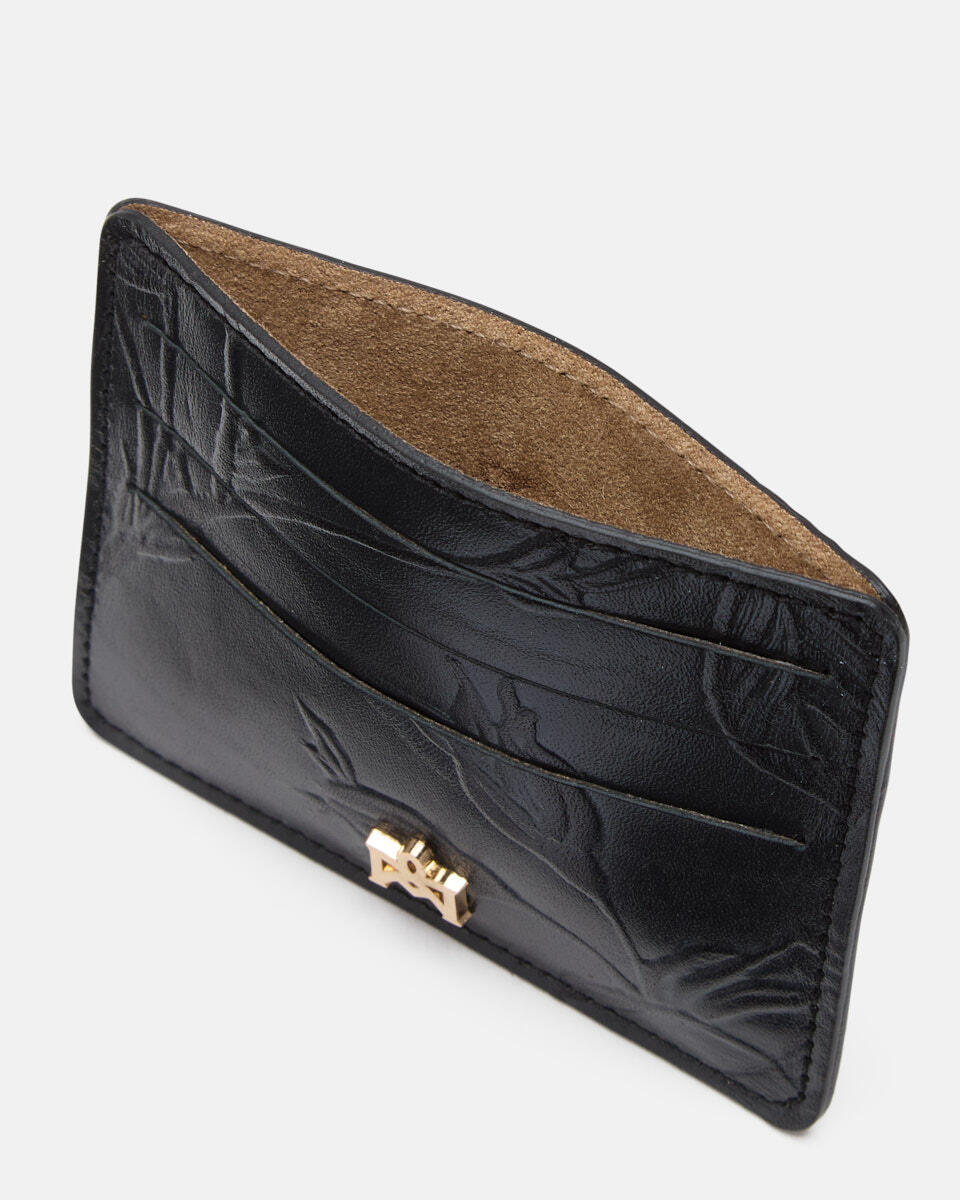 Mimi porta carte di credito con tasca porta banconote Nero  - Portafogli Donna - Portafogli Donna - Portafogli - Cuoieria Fiorentina