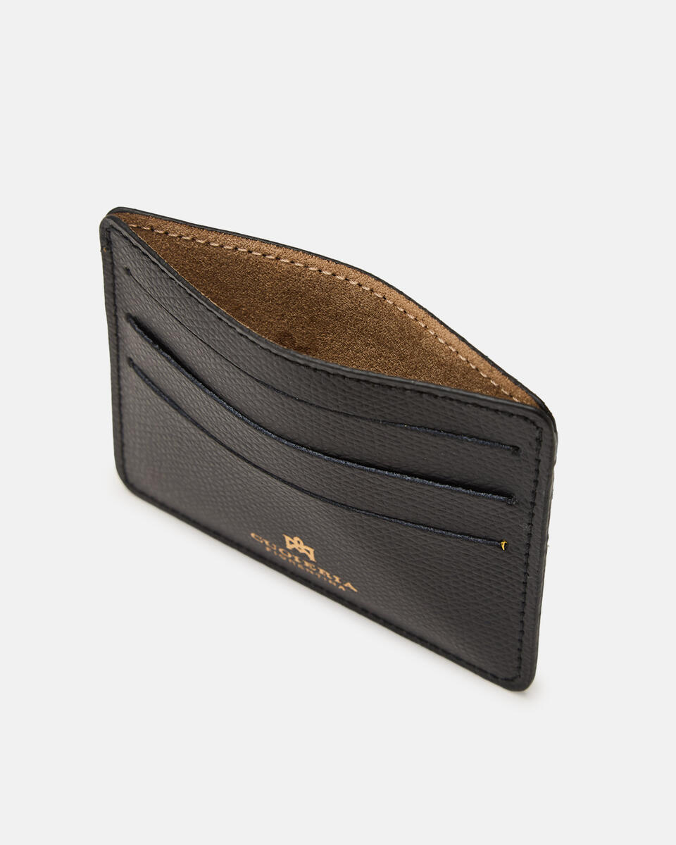 Bella porta carte di credito con apertura porta banconote Nero  - Portafogli Donna - Portafogli Donna - Portafogli - Cuoieria Fiorentina