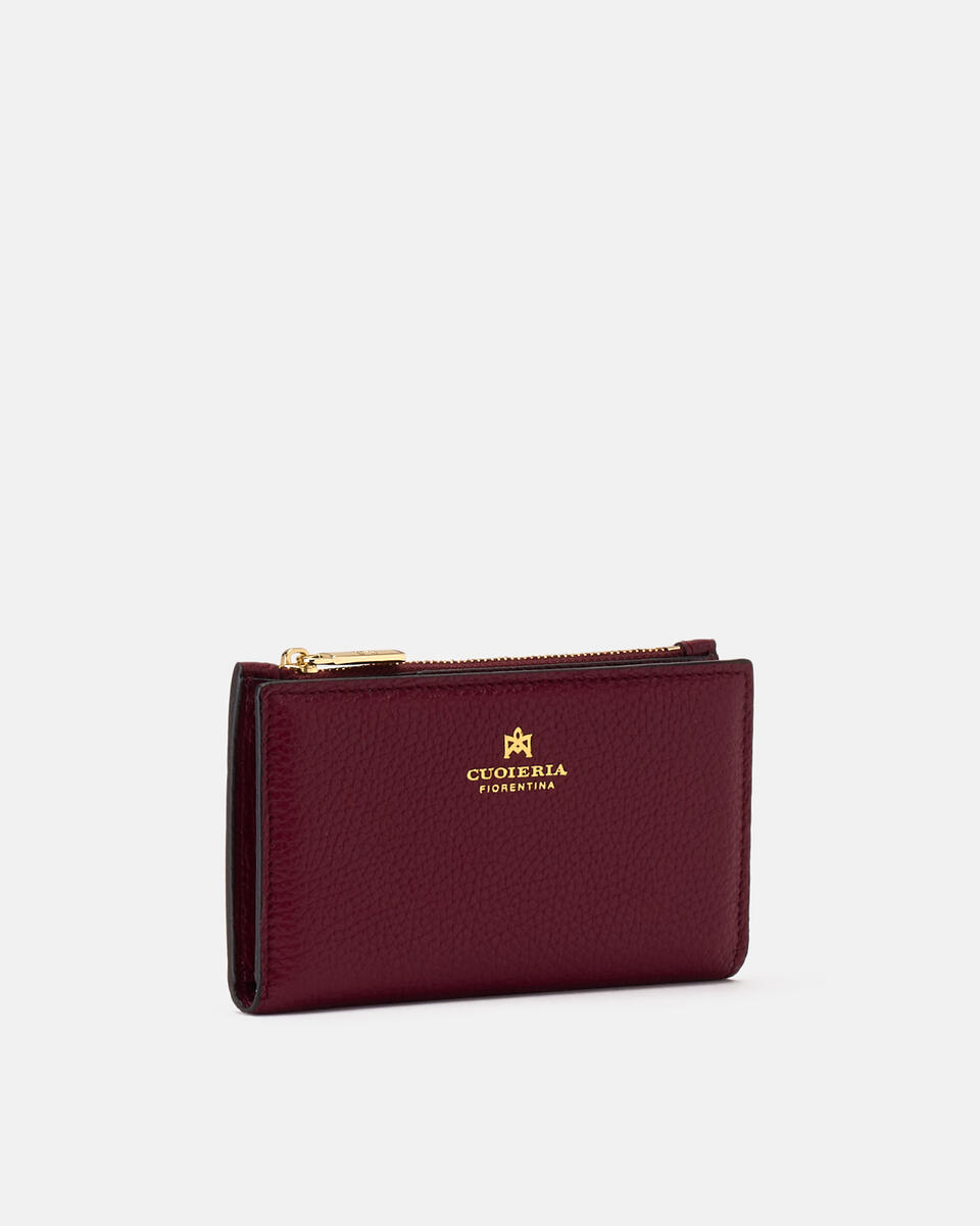 Velvet Portacarte di credito conportamonete Bordeaux  - Portafogli Donna - Portafogli Donna - Portafogli - Cuoieria Fiorentina