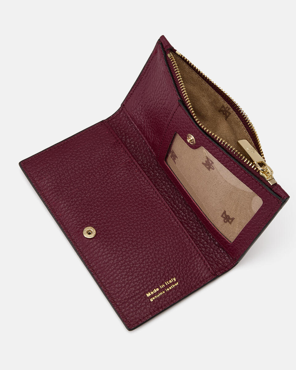 Velvet Portacarte di credito conportamonete Bordeaux  - Portafogli Donna - Portafogli Donna - Portafogli - Cuoieria Fiorentina