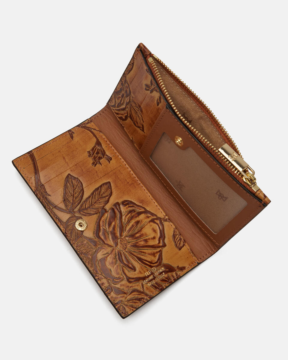 1010 Cred card holder with coin casemimi Beige  - Portafogli Donna - Portafogli Donna - Portafogli - Cuoieria Fiorentina
