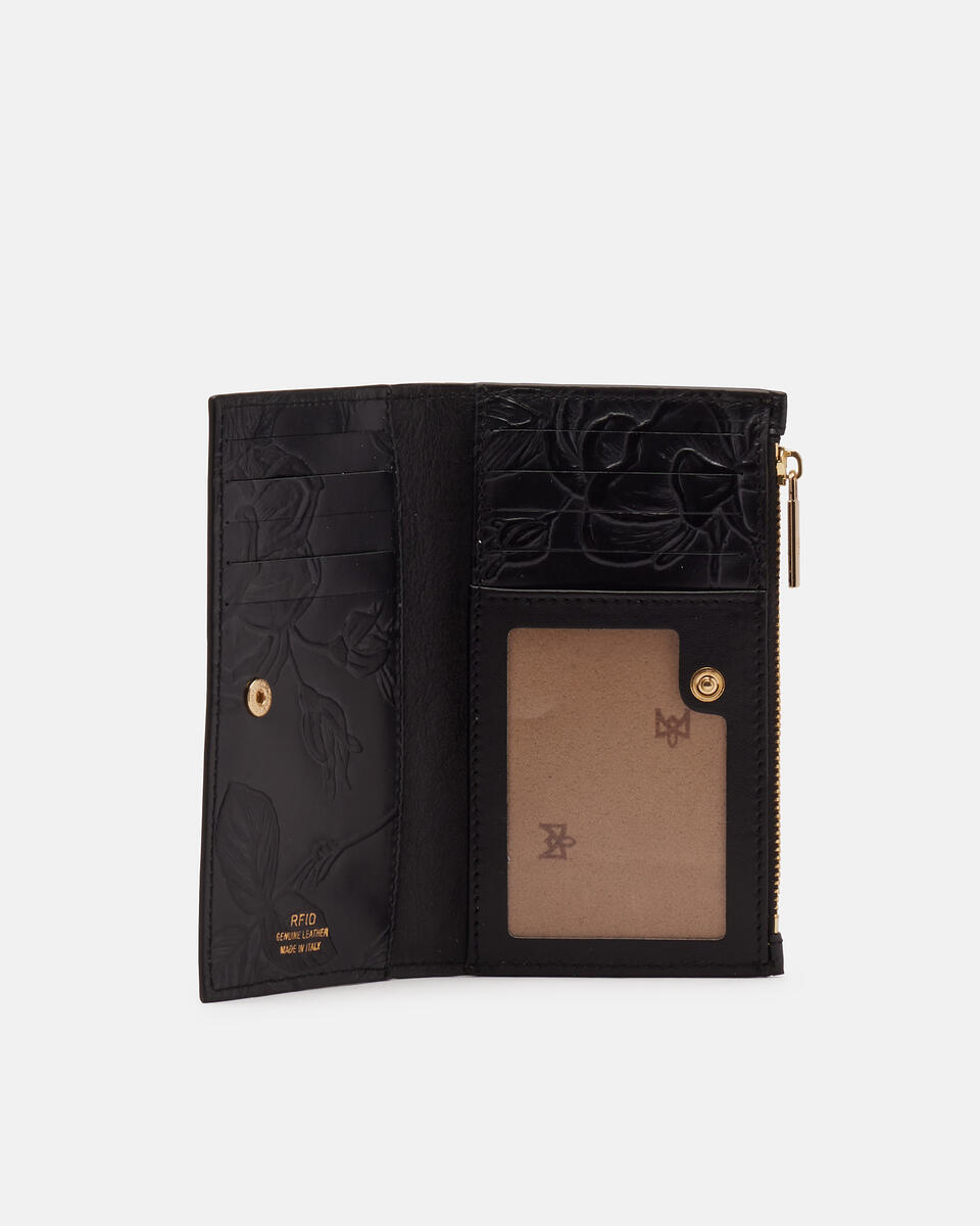 1010 Cred card holder with coin casemimi Nero  - Portafogli Donna - Portafogli Donna - Portafogli - Cuoieria Fiorentina
