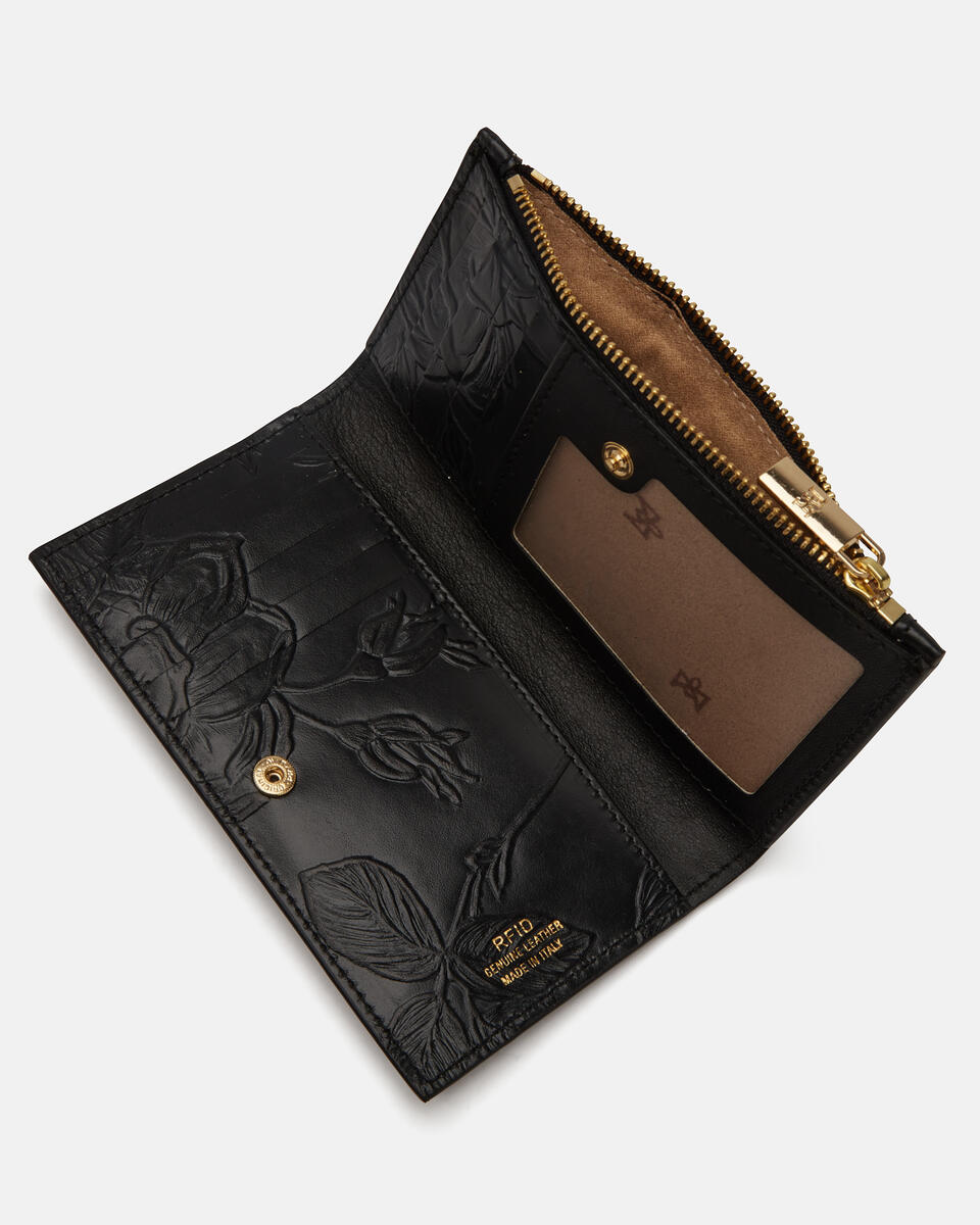 1010 Cred card holder with coin casemimi Nero  - Portafogli Donna - Portafogli Donna - Portafogli - Cuoieria Fiorentina