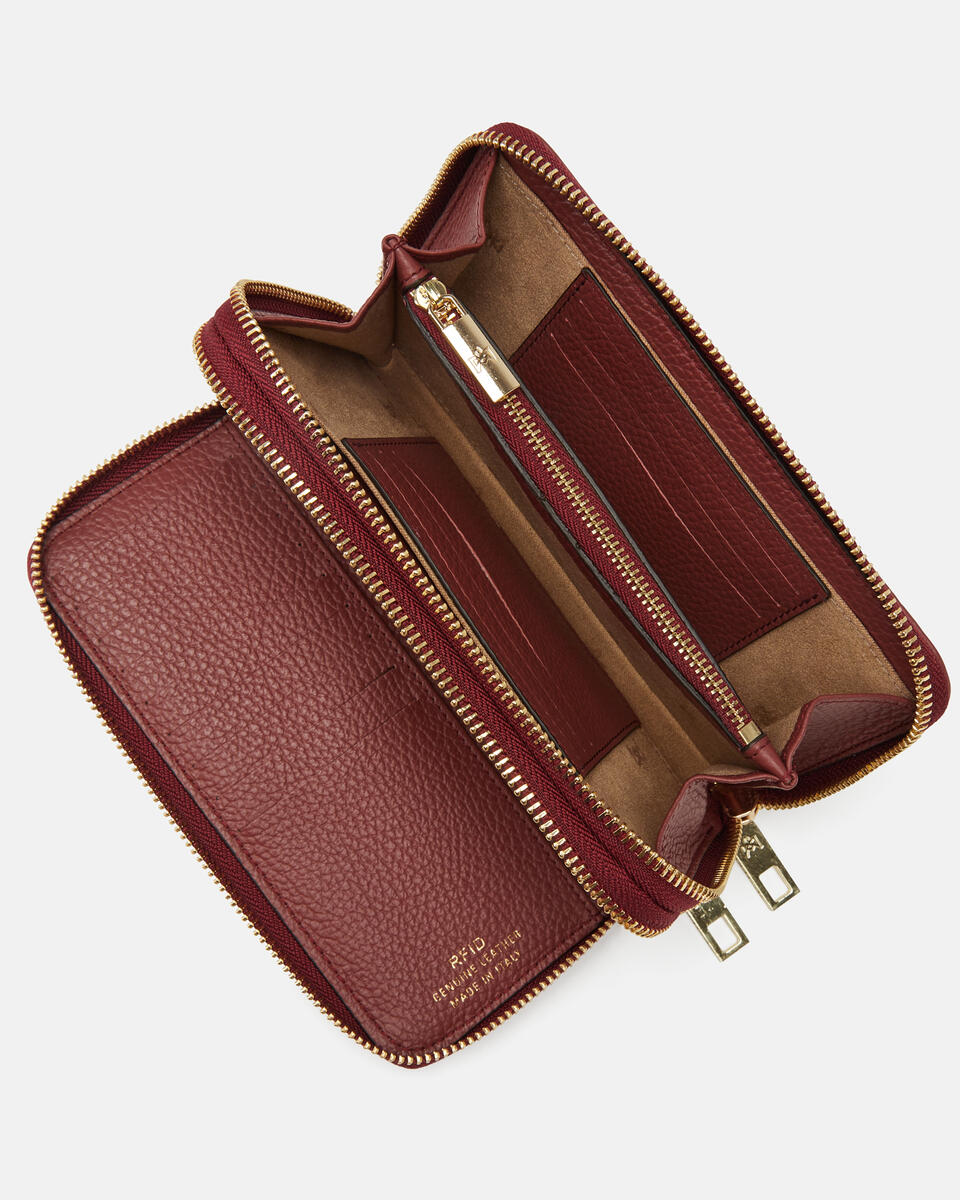 Double zip around wallet Rosewood  - Accessories - Special Price - Cuoieria Fiorentina