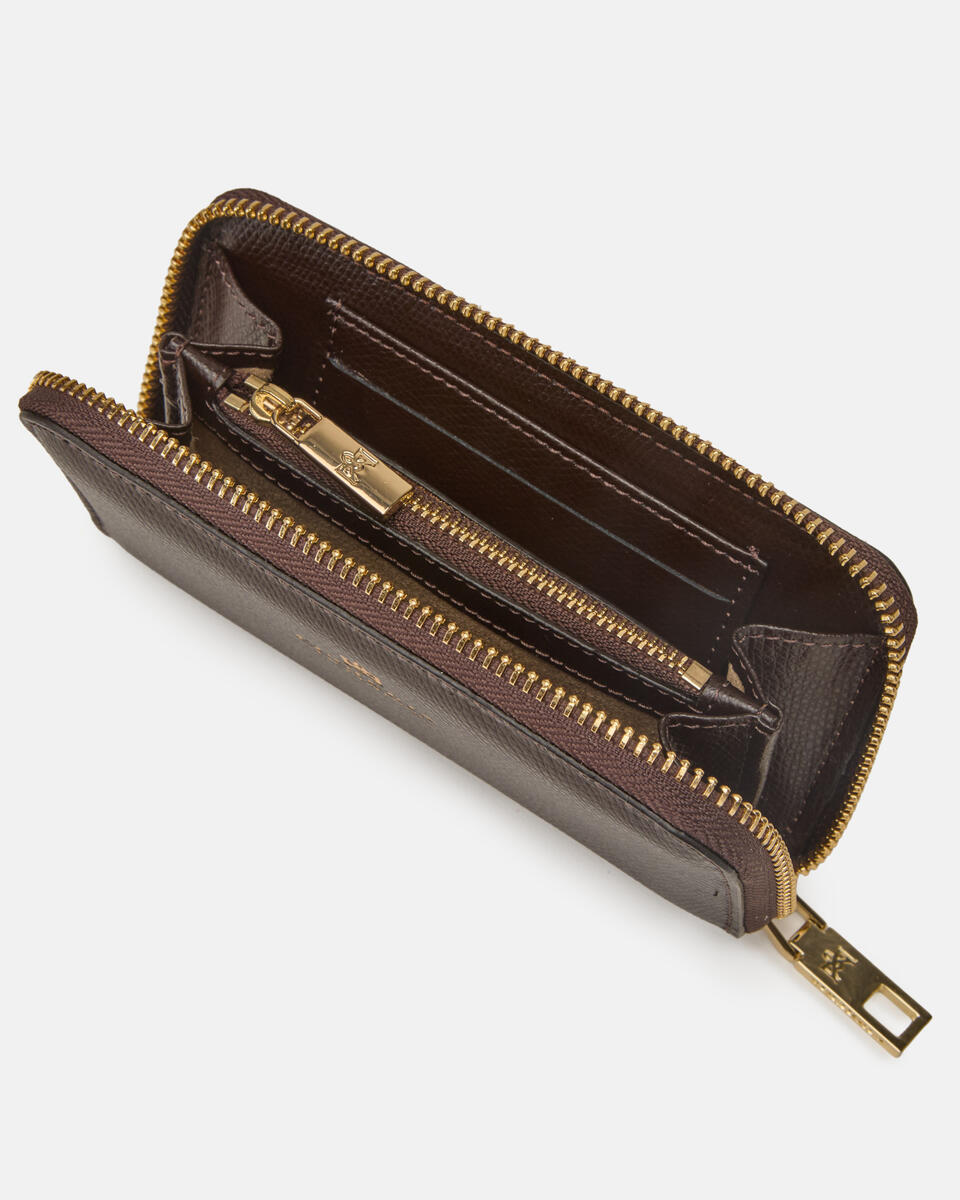 MINI ZIP AROUND WALLET Dark brown  - Women's Wallets - Women's Wallets - Wallets - Cuoieria Fiorentina