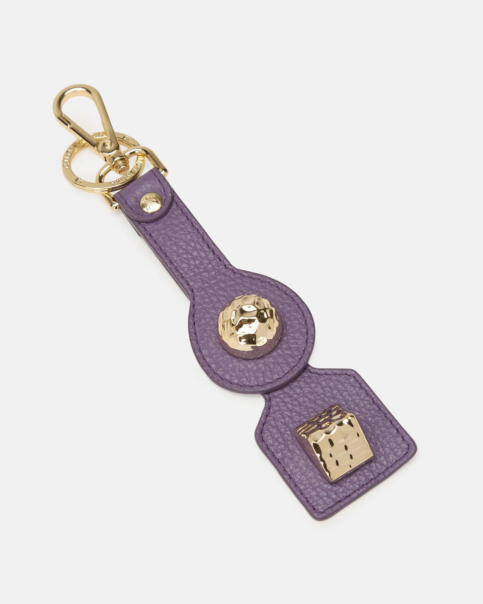 Portachiavi Twin in pelle con borchie Lavanda  - Portachiavi Donna - Accessori Donna - Accessori - Cuoieria Fiorentina