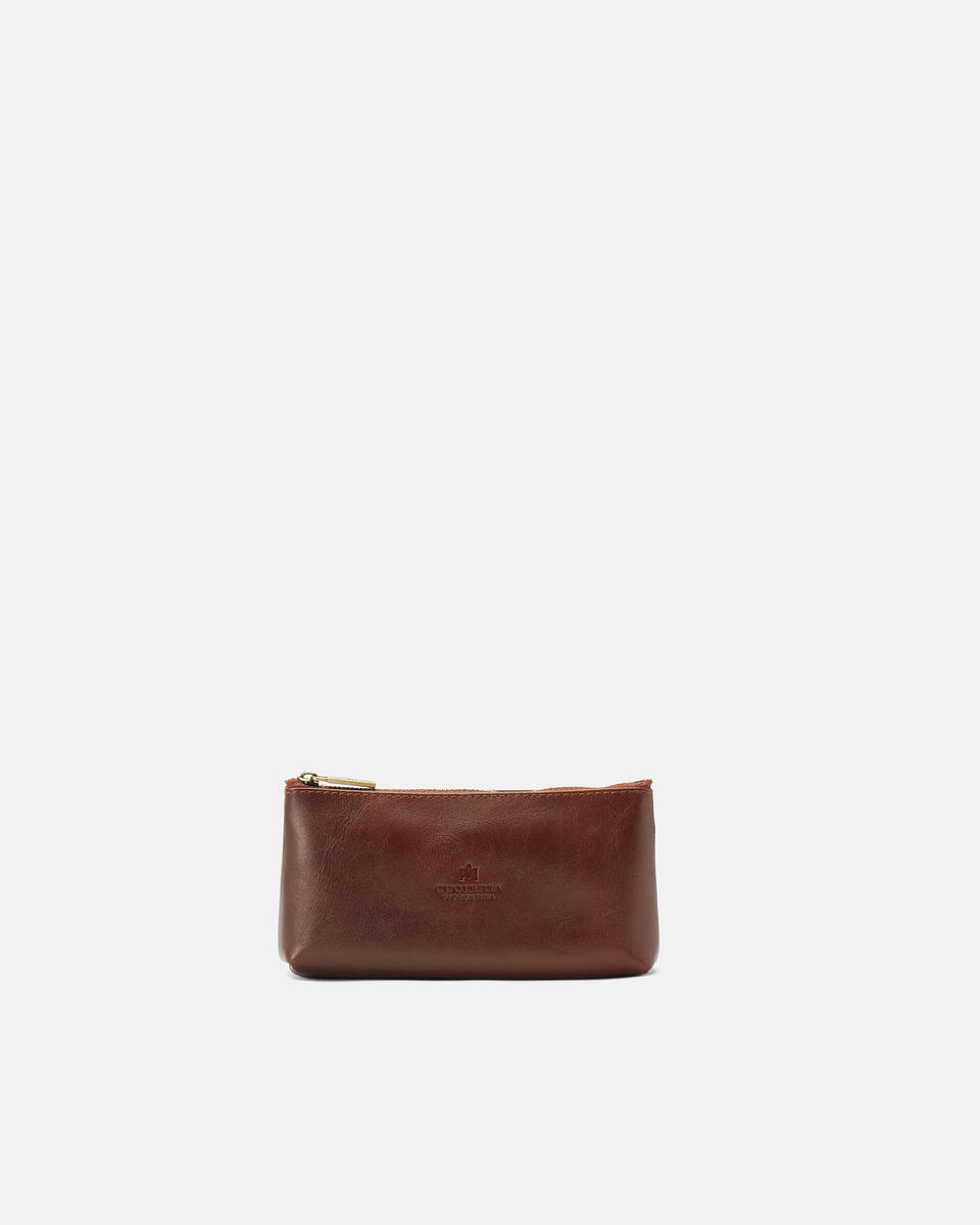 Bustina Portachiavi Marrone  - Portachiavi Donna - Accessori Donna - Accessori - Cuoieria Fiorentina