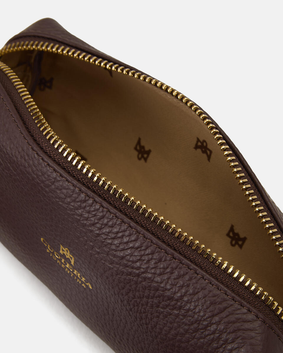 Velvet portatrucco grande Coffee  - Necessaire - Accessori Donna - Accessori - Cuoieria Fiorentina