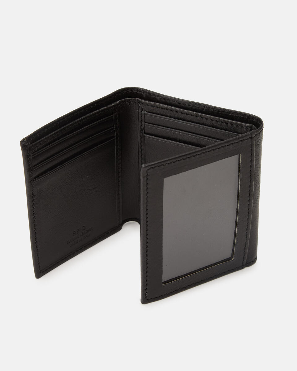 W&C Portafoglio trifold Nero  - Portafogli Donna - Portafogli Uomo - Portafogli - Cuoieria Fiorentina