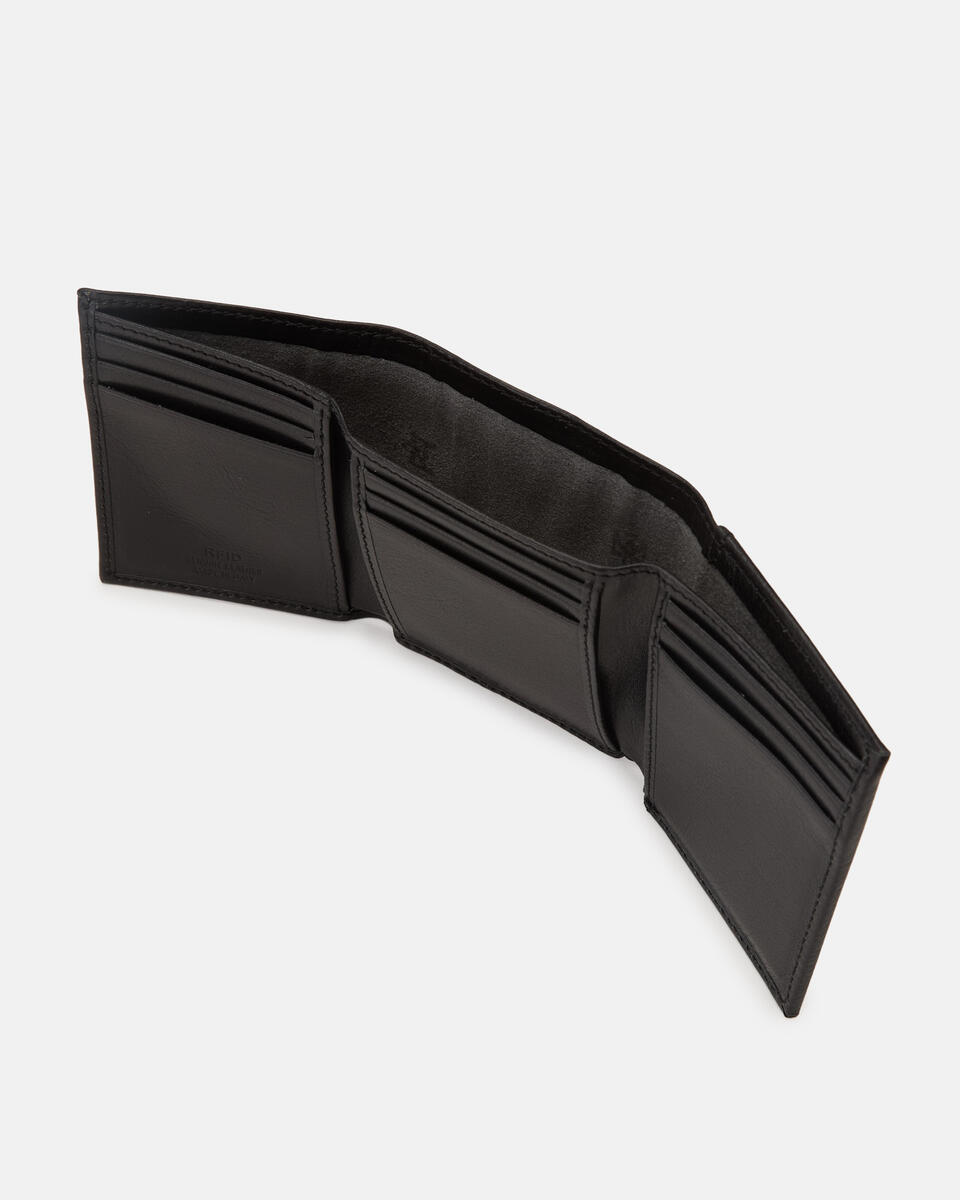 W&C Portafoglio trifold Nero  - Portafogli Donna - Portafogli Uomo - Portafogli - Cuoieria Fiorentina