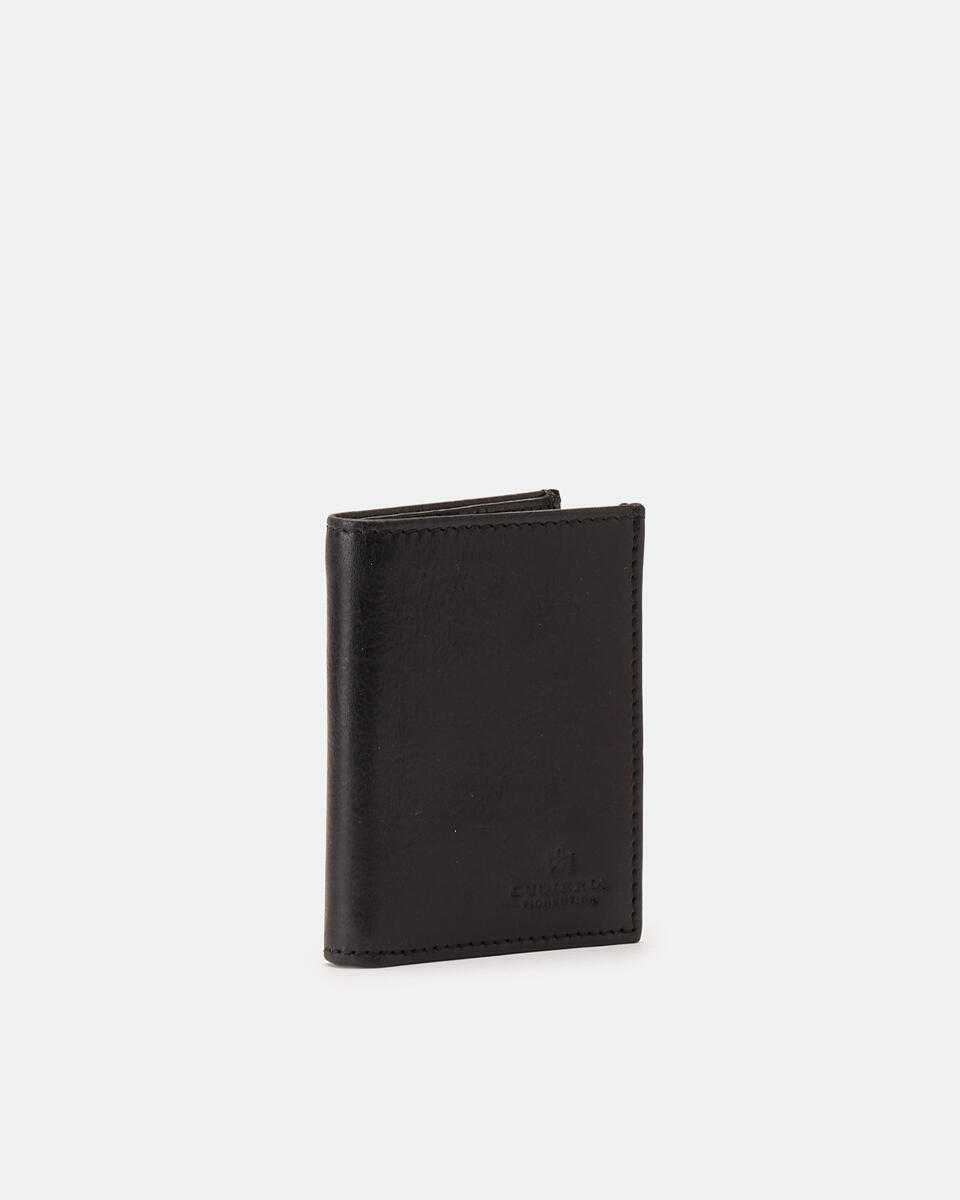 Portacarte di credito Cuoio Nero  - Portafogli Donna - Portafogli Uomo - Portafogli - Cuoieria Fiorentina